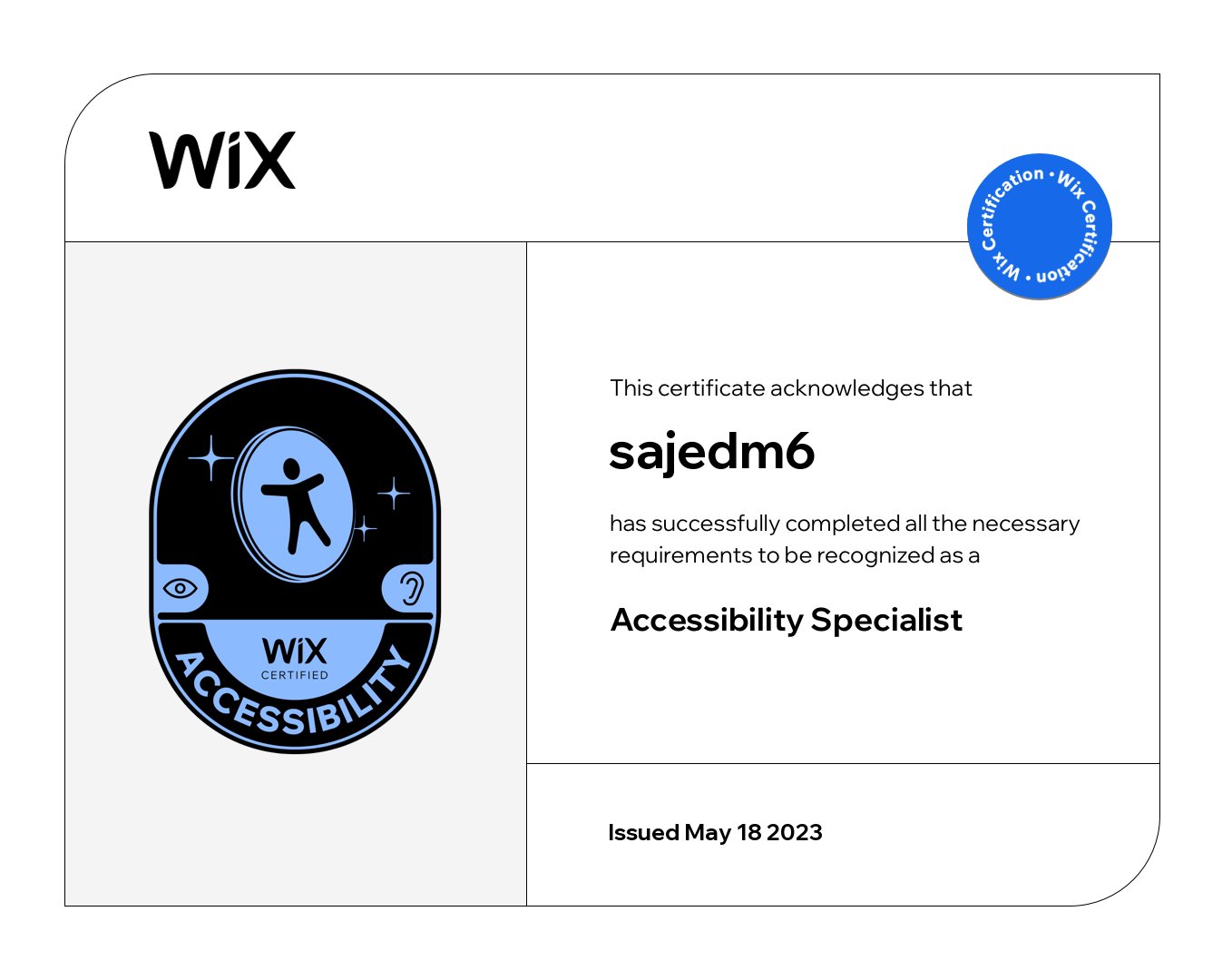 Wix Accessibility Certificate